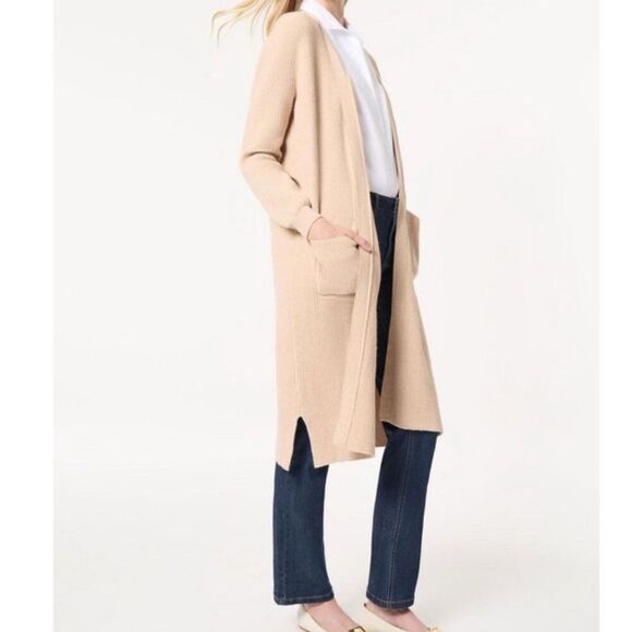 Jones New York Petite Ribbed Open Front Cardigan Duster Sweater L - Picture 2 of 6